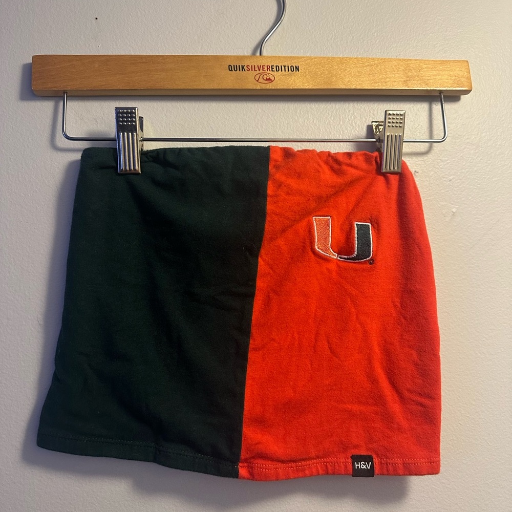 University of Miami tube top in Green and Orange